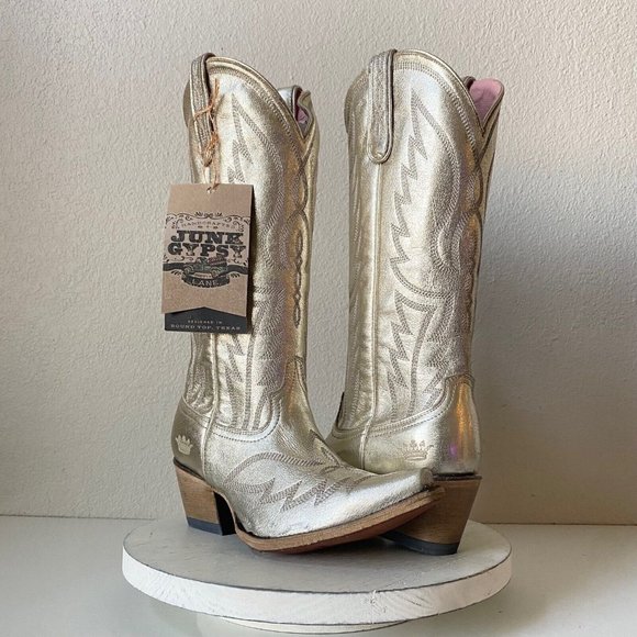 Lane Shoes Junk Gypsy By Lane Nighthawk Womens Western Boots 85 Gold Tall Cowboy Snip Toe